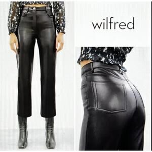 Aritzia Womens Straight Leg Faux Leather Pants Size 4 Black High Rise Crop Ankle